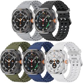 GrTrees 5 Packs Bands Compatible with Samsung Galaxy Watch 4 5 6 40mm 44mm/ Galaxy Watch 4 5 6 Classic 46mm 42mm, 20mm Adjustable Silicone Replacement Straps for Women Man