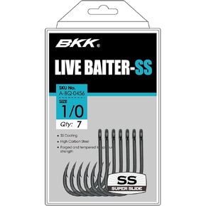 BKK Live Baiter-SS Hook | 25-Pack | Saltwater Super Slide Coating | Needle Hook Point | Forged Shank | J Hook