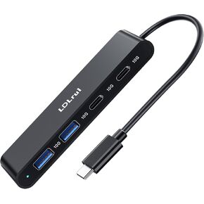 LDLrui USB C Hub Multiport Adapter[No Charging&Video Output],10Gbps USB 3.2 Hub with 2 USB-C and 2 USB-A Ports for MacBook Air,iMac,Mac Mini,XPS,iPhone 15 Pro/Pro Max to Expand Ports