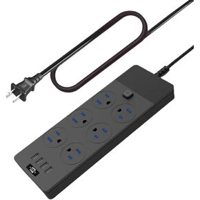 2 Prong Power Strip, Jumpso 3 Prong to 2 Prong Adapter, 6 Wide Spaced AC Outlets with 4 USB A Port, Two Prong Extension Cord 6ft, 3000w, Mountable Outlet Adapter for Old House Non-Grounded Plug