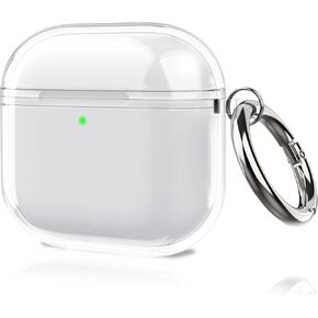 Fintie Clear Case for AirPods 4th Generation, Anti-Lost Shockproof Earbuds Protective Cover with Keychain Carabiner Support Wireless Charging for AirPods 4 (2024) (Crystal Clear)