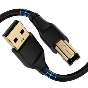 Printer Cable 6ft USB A to USB B, USB 2.0 Type A Male to B Male Printer Cord MIDI Cable High Speed Scanner Cable for HP, Dell, Epson, Xerox, Lexmark, Brother, Canon, Samsung, Piano, DAC and More