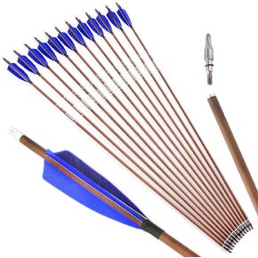 ZSHJGJR 31" Archery Carbon Arrows Spine 340 400 500 600 Hunting Arrows with Removable Tips Natural Feather Targeting Arrows for Compound & Recurve & Traditional Bow 6/12pcs