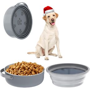 Travel Dog Bowls Set 2in1 Stainless Steel Dog Food Bowl 5 Cups/40oz, Collapsible Dog Water Bowl for Small to Large Sized Dog Portable Dog Bowls for Trip, Camping