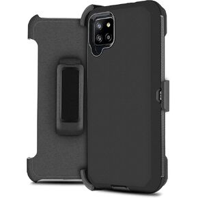 Designed for Samsung Galaxy A42 5G Case Holster, with Built in Screen Protector, Swivel Belt Clip Kickstand, Heavy Duty Rugged Full Body Protective Phone Case Cover (Black)