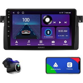 for BMW E46 Radio Upgrade - Built-in CarPlay Android Auto MirrorLink Airplay 9 inch BMW 3 Series 1999-2005 Touch Screen Car Stereo with Bluetooth GPS Navigation Backup Camera 5GWiFi FM/AM 2+64G