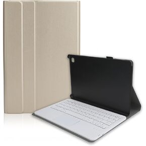 ASHATA Keyboard Case for Galaxy Tab A7 T500 T505 Tablet 10.4 Inch, PU Leather Stand Cover with Magnetic Detachable Bluetooth Keyboard & Touchpad (Gold)
