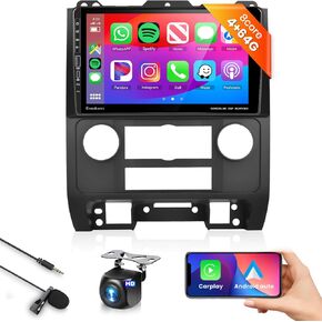 8 Core 4G+64G Car Radio Stereo for Ford Escape Kuga Mazda Tribute 2007-2012 with Wireless CarPlay/Android Auto/9" 1280X720P IPS Touchscreen/BT 5.0/GPS/WiFi/46 EQ/DSP/AHD Backup Camera