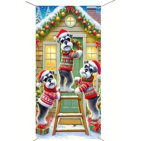 Christmas Party Decorations Elf Christmas Door Cover Hanging Banner Cute Buddy Elf Photo Booth Props Funny Christmas Photography Background for Indoor Outdoor Holiday Party Supplies 71x35 Inch