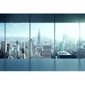 AOFOTO 10x7ft Business Office Sash Window Backdrop French Window Photography Background Casement Work Modern City Building New York Skyscraper Photo Studio Props Success Job Woman Man Vinyl Wallpaper