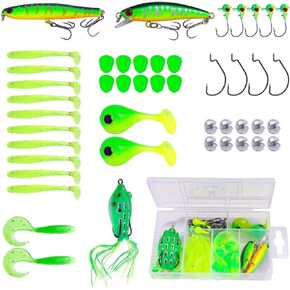 Fishing Lures Kit Set, Fishing Tackle Box with Tackle Included, Crankbaits, Topwater Lures, Spinnerbaits, Jigs, Hooks and More Fishing Gear Lures for Bass Trout