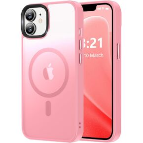 حافظة مغناطيسية مطورة لهاتف iPhone 12/iPhone 12 Pro، [متوافقة مع Magsafe وحماية من الدرجة العسكرية] حافظة هاتف نحيفة شفافة غير لامعة لهاتف iPhone 12/12 Pro 6.1 بوصة، وردي