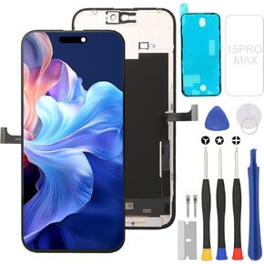 مجموعة استبدال شاشة LCD لهاتف iPhone 15 promax مجموعة كاملة، استبدال iPhone 15 promax لشاشة A2849 A3105 A3106 A3108 LCD مع محول رقمي يعمل باللمس ثلاثي الأبعاد ومجموعة أدوات إصلاح