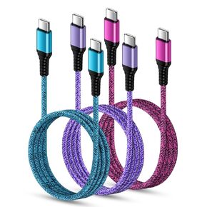 USB to USB C Cable Samsung Phone Charger 3 Pack 6FT for Galaxy A16 5G A15 A35 S24 FE Ultra Plus S23 A14 A54 Z Fold 6 Flip 6, Android Charger Fast Charging Type C to C Power Cord Car Carplay Cable