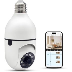 Light Bulb Security Camera, Dual Lens Sight Bulb Wireless WiFi Lightbulb Camera 355 Degree with E27 Light Socket, Motion Tracking, Night Vision for Indoor Home Security