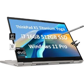 لاب توب لينوفو ثينك باد X1 تيتانيوم يوجا 2 في 1 (شاشة لمس 13.5 بوصة QHD، انتل كور i7-1160G7، ذاكرة وصول عشوائي 16 جيجا، 1 تيرابايت اس اس دي، قلم دقيق)، كمبيوتر AI للمصمم والمصور، خفيف الوزن، WRT لمدة 3 سنوات، ويندوز 11 برو