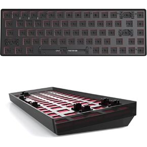 CIY GK68 Dual Mode Wireless Hotswap Tester Keyboard Kit, DIY 65%, Bluetooth 5.0/2.4G Wireless, Replaceable MX Switch 5Pin/3Pin, ABS Shell,Metal Positioning Plate,Sound Insulation Mat(Green Hyaline)