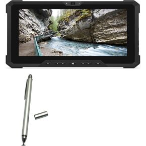 BoxWave Stylus Pen Compatible with Dell Latitude 7212 Rugged Extreme Tablet - DualTip Capacitive Stylus, Fiber Tip Disc Tip Capacitive Stylus Pen - Metallic Silver