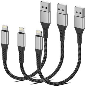 6 inch USB to Lightning Cable Short 3-Pack, Apple MFi Certified 0.5ft iPhone Charging Cable, Braided iPhone Charger Cord Fast Charging for iPhone 14 13 12 11 Pro Max Xs 8 7 Plus iPad Air Mini Black