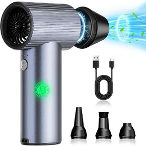 300000RPM Upgraded Metal Electric Air Duster - Jet Dry Mini Blower with 3 Adjustable Speeds - Rechargeable Cordless Air Blower for Keyboard,Car,Home & Outdoor Dust/Snow Removal -Compact & Lightweight in Saudi Arabia