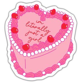(3 Pcs) Im Literally Just A Girl Sticker 3x3 - Romantic Cake Sticker - Vsco Sticker - Happy Cake Sticker - Romance Inspiring Sticker - Motivational Sticker Decor Laptop - Phone - Water Bottle, White