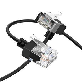 Cat6A Ethernet Cable 90 Degree Right Angled 3.3FT, Flexible Slim & Ultra Thin Cat6 Rj45 Ethernet Patch LAN Cord up to High Speed 10Gbps 550MHz for PC, Router, Printer, Modem (Black)