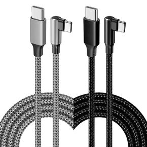 USB C to USB C Cable 100W 2 Pack 3FT Type C to Type C Fast Charging Cable USBC to USBC Cord USB C Cable Right Angle for iPhone 16 15 Pro Max Plus Samsung Galaxy S24 S23 iPad MacBook Pixel USBC Charger