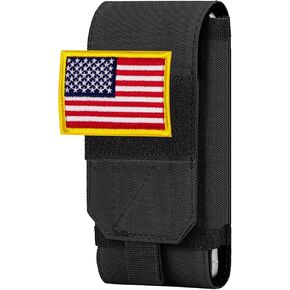 IronSeals Tactical Molle Phone Cover Case, Heavy Duty Loop Belt Holster Pouch with Flag Patch for iPhone 15 Pro Max/15 Pro/14 Pro Max/13 Pro Max/12 Pro Max/11 Pro Max, for Samsung Galaxy S24 Ultra