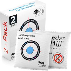 Cedar Mill Fine Firearms Gun Safe Dehumidifier – 2 x 50g Rechargeable Desiccant Packs for Storage & Humidity Control – Reusable Desiccant to Prevent Moisture Damage, Rust, and Corrosion for Firearms