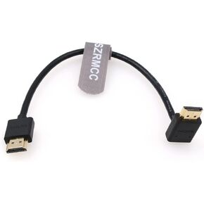SZRMCC HDMI Cable 8K 2.1 High Speed HDMI Left Angle to HDMI Right Angle Coiled Braided Ethernet Cable for Z Cam E2 Portkeys BM5 Atomos Shinobi Ninjav V Monitor Sony Canon Camera