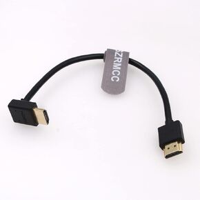 SZRMCC HDMI Cable 8K 2.1 High Speed HDMI Left Angle to HDMI Right Angle Coiled Braided Ethernet Cable for Z Cam E2 Portkeys BM5 Atomos Shinobi Ninjav V Monitor Sony Canon Camera