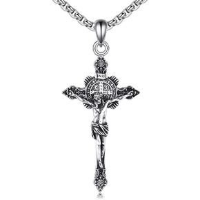 YFN Cross Necklace Sterling Silver Religious Cross Pendant Christians Jewelry Gifts for Women Men