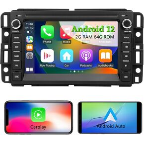 Car Stereo Radio for Chevrolet Chevy Silverado Tahoe GMC Sierra Yukon, Android 13 6GB+128GB with CarPlay Android Auto Bluetooth GPS Navi AM/FM/RDS Head Unit, 7 Inch Touchscreen Car Radio Support 4G
