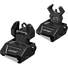 Fiber Optic Iron Sights Flip Up A2 Front and Rear Backup Sights with Red and Green Dot Picatinny & Weaver Rails Backup Sight Set
