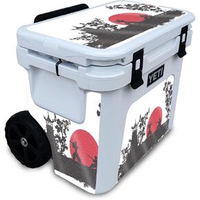 Glossy Glitter Cooler Skin Compatible with Yeti Roadie 32 Wheeled Cooler - Nihon Samurai - Premium 3M Vinyl Protective Wrap Decal Cover - Easy to Apply | Crafted in The USA by MightySkins