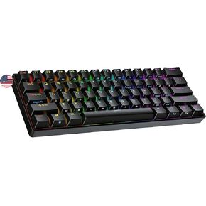 Ranked N60 Nova 60% Form Factor | Hot Swappable Mechanical Gaming Keyboard | 61 Keys Multi Color RGB LED Backlit for PC/Mac Gamer (Black, Gateron Blue)