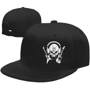 Classic Skull Snapback Hats for Men Unisex Mens Rock and Roll Flat Bill Hats Brim Adjustable Baseball Cap