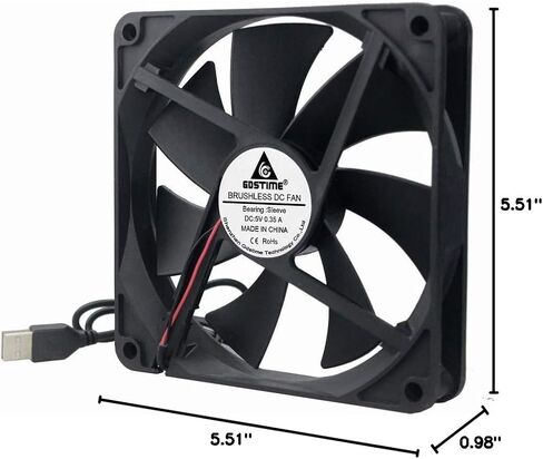 GDSTIME Slim 80mm x 15mm USB Fan 5V 3 Speed Control DC Brushless Cooling in Kuwait