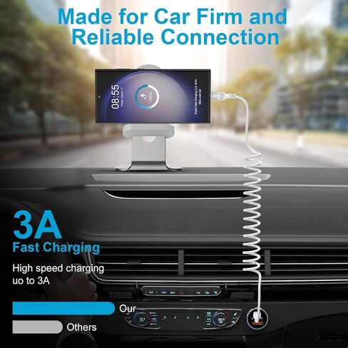 USB C to USB C Coiled Cable 6FT Retractable Auto Type C Fast Charging Cord in Saudi Arabia