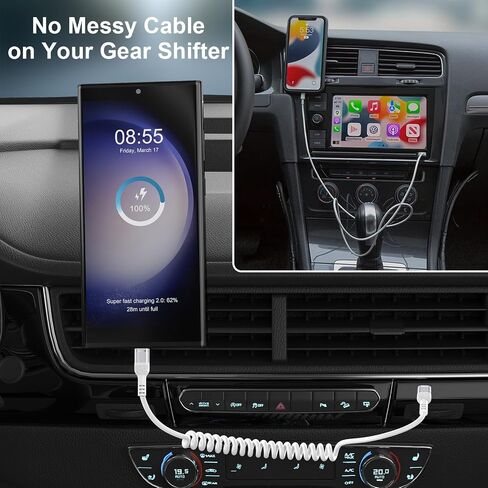 USB C to USB C Coiled Cable 6FT Retractable Auto Type C Fast Charging Cord in Saudi Arabia