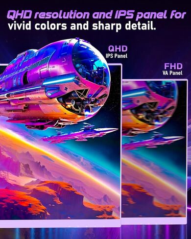 27 inch Gaming Monitor, Gaming Monitor FHD-1920X1080P, 165Hz, 1ms, FreeSync/G-Sync, Ultrawide PC Monitor, HDMI/DisplayPort/USB Vesa/Wall Mount Computer Monitor-Purple in Saudi Arabia