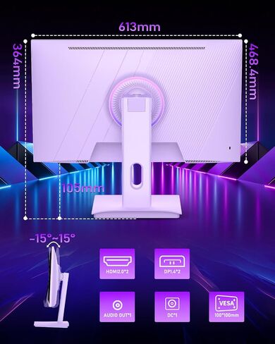 27 inch Gaming Monitor, Gaming Monitor FHD-1920X1080P, 165Hz, 1ms, FreeSync/G-Sync, Ultrawide PC Monitor, HDMI/DisplayPort/USB Vesa/Wall Mount Computer Monitor-Purple in Saudi Arabia