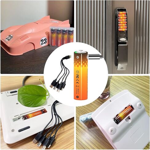 بطاريات AA قابلة لإعادة الشحن 1.5 فولت / 2600 مللي أمبير في الساعة، بطارية ليثيوم أيون USB-C AA، شحن سريع 1.5 ساعة، لا تحتاج إلى شاحن بطاريات إضافية، يمكن إعادة تدوير البطارية 1200 مرة - 4 عبوات in Saudi Arabia