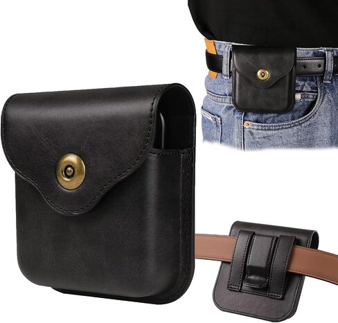 Phone Holster for Samsung Galaxy Z Flip 6/5/4/3/2,Motorola Razr 2024 2023 / Razr Plus 2024 2023, with with Belt Clip Loop Classic Leather Metal Closure Phone Holster for P50 Pocket (Brown) in Saudi Arabia