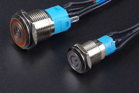 16mm Chassis Metal Button Switch with 100m 3.3FT Extension Cable Red Yellow Blue Green LED for DIY Computer and Restart Switch (Green Symbol) in Saudi Arabia