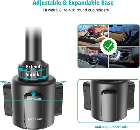 Cup Holder Phone Mount for Car, Universal Cup Holder Phone Holder for Car Truck, Cupholder Cradle with Adjustable Height, 360° Rotation, Compatible with iPhones, Andriod Phones in Saudi Arabia