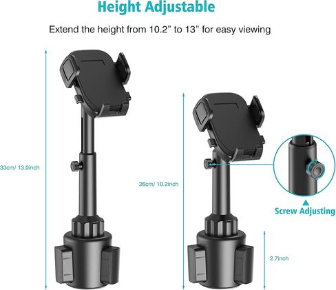 Cup Holder Phone Mount for Car, Universal Cup Holder Phone Holder for Car Truck, Cupholder Cradle with Adjustable Height, 360° Rotation, Compatible with iPhones, Andriod Phones in Saudi Arabia