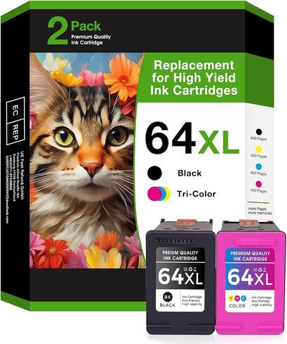 64 64XL Ink Cartridge Combo Pack Replacement for hp Ink 64 for hp 64xl Black Ink Cartridge for hp 64 Ink use with hp Envy Photo 7855 Ink cartridges 7200 7455 7858 7900 Printer (1BK+1C) in Saudi Arabia