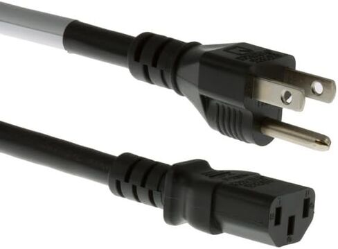 Heavy Duty Computer Power Cord 14 AWG, 15A/125V 5-15P to C13, (NEMA 5-15P to IEC-60320-C13) 3 ft, 3 Prong Power Cord, Black Lifetime Wty in Saudi Arabia