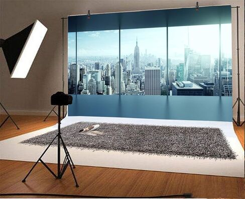 AOFOTO 10x7ft Business Office Sash Window Backdrop French Window Photography Background Casement Work Modern City Building New York Skyscraper Photo Studio Props Success Job Woman Man Vinyl Wallpaper in Saudi Arabia